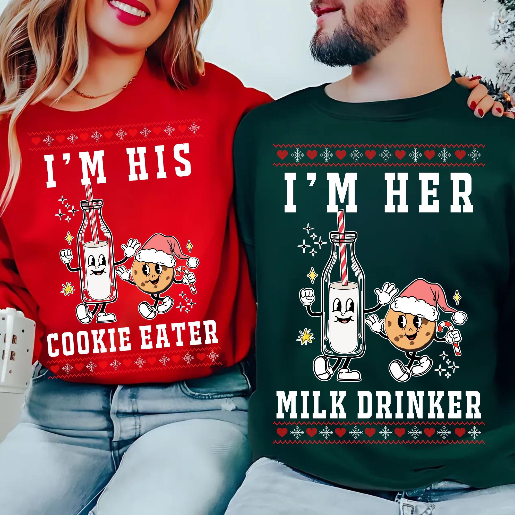 Cute orders matching christmas sweaters for couples