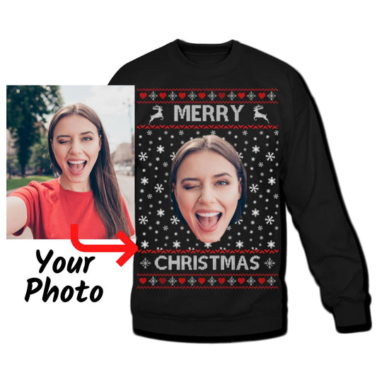 Custom Photo Ugly Christmas Sweater, Personalized Christmas Sweatshirt