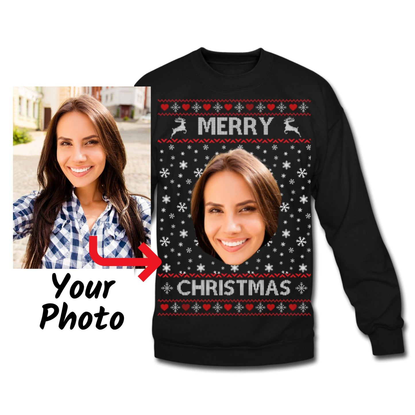 Custom Photo Ugly Christmas Sweater, Personalized Christmas Sweatshirt