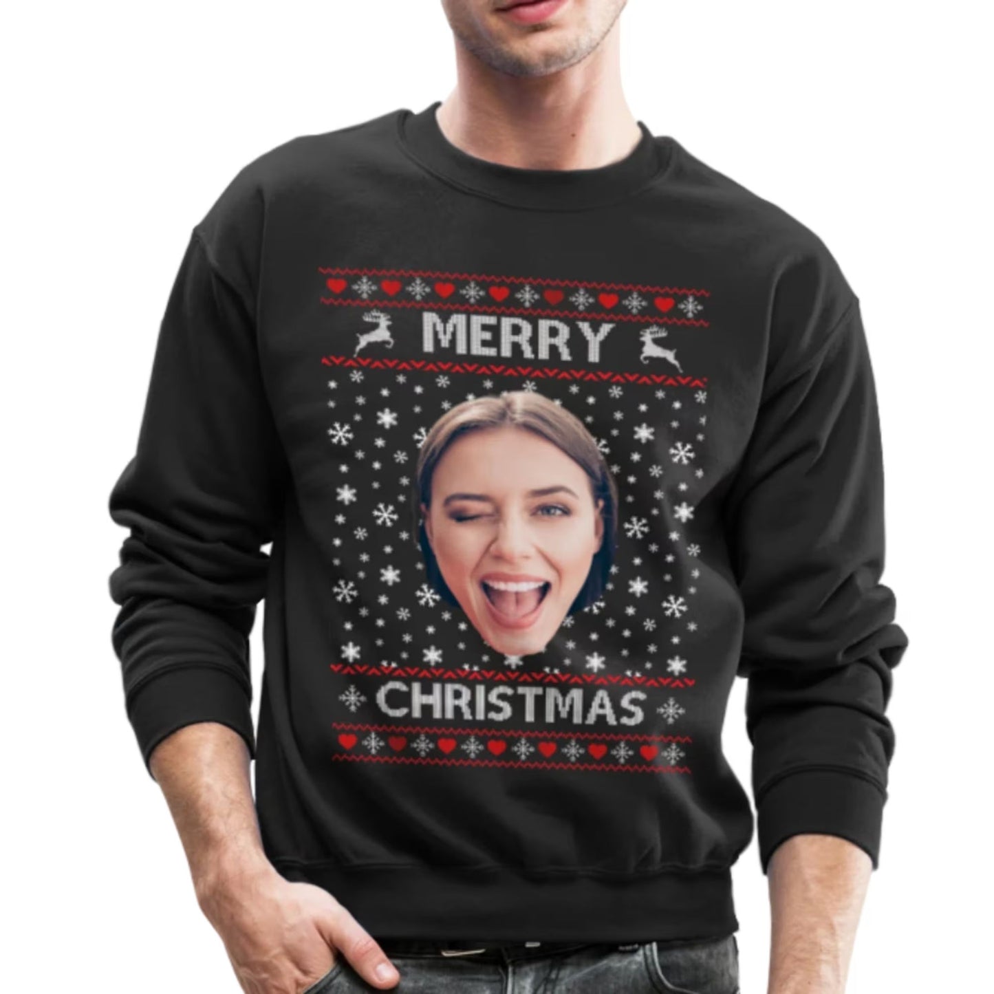 Custom Photo Ugly Christmas Sweater, Personalized Christmas Sweatshirt