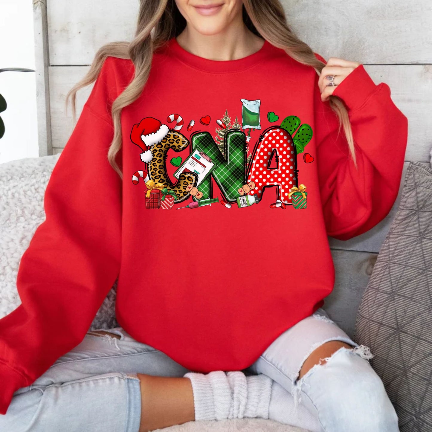 CNA Nurse Christmas Sweatshirt Gift For Nurse