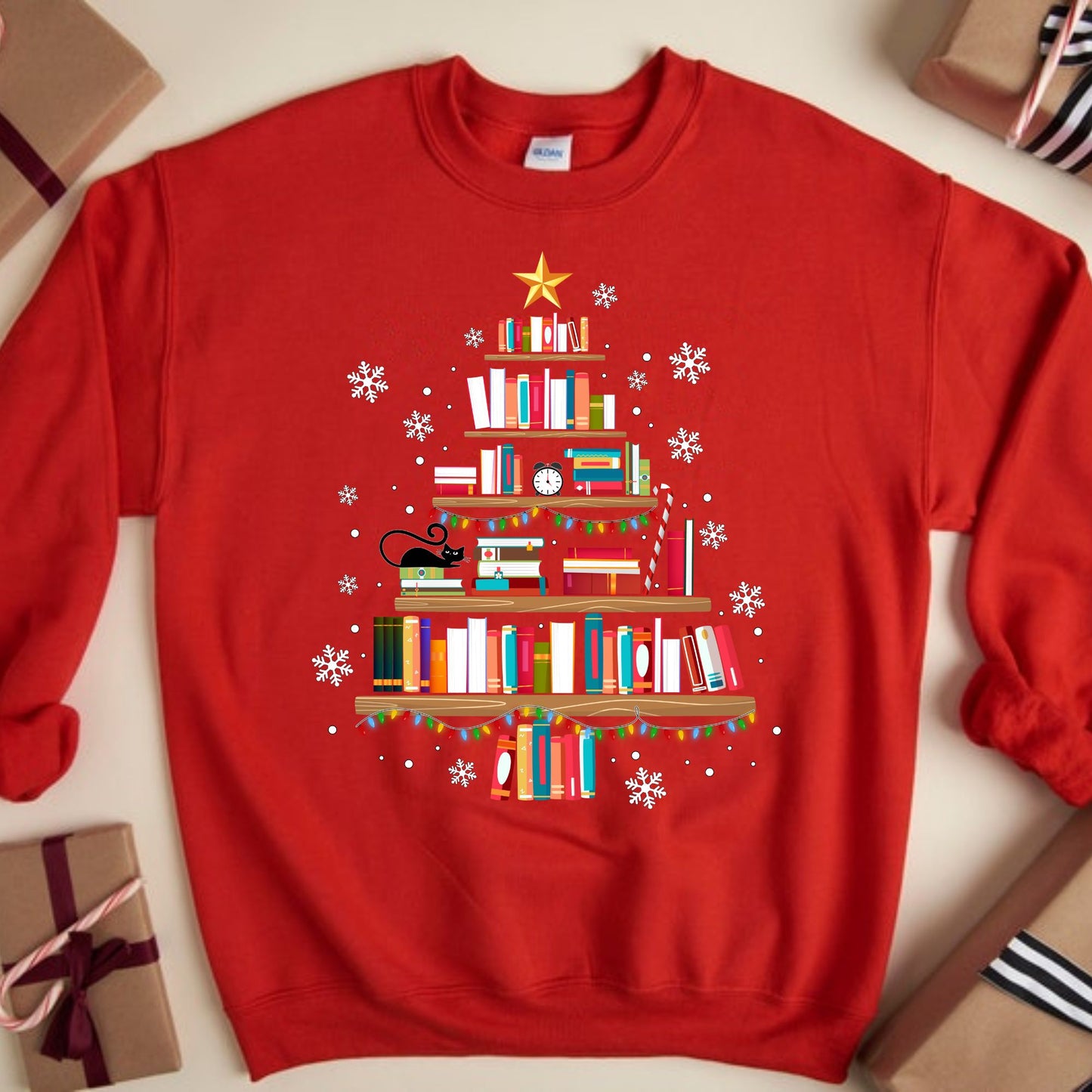 Book Christmas Tree Sweatshirt Bookworm Christmas Gift