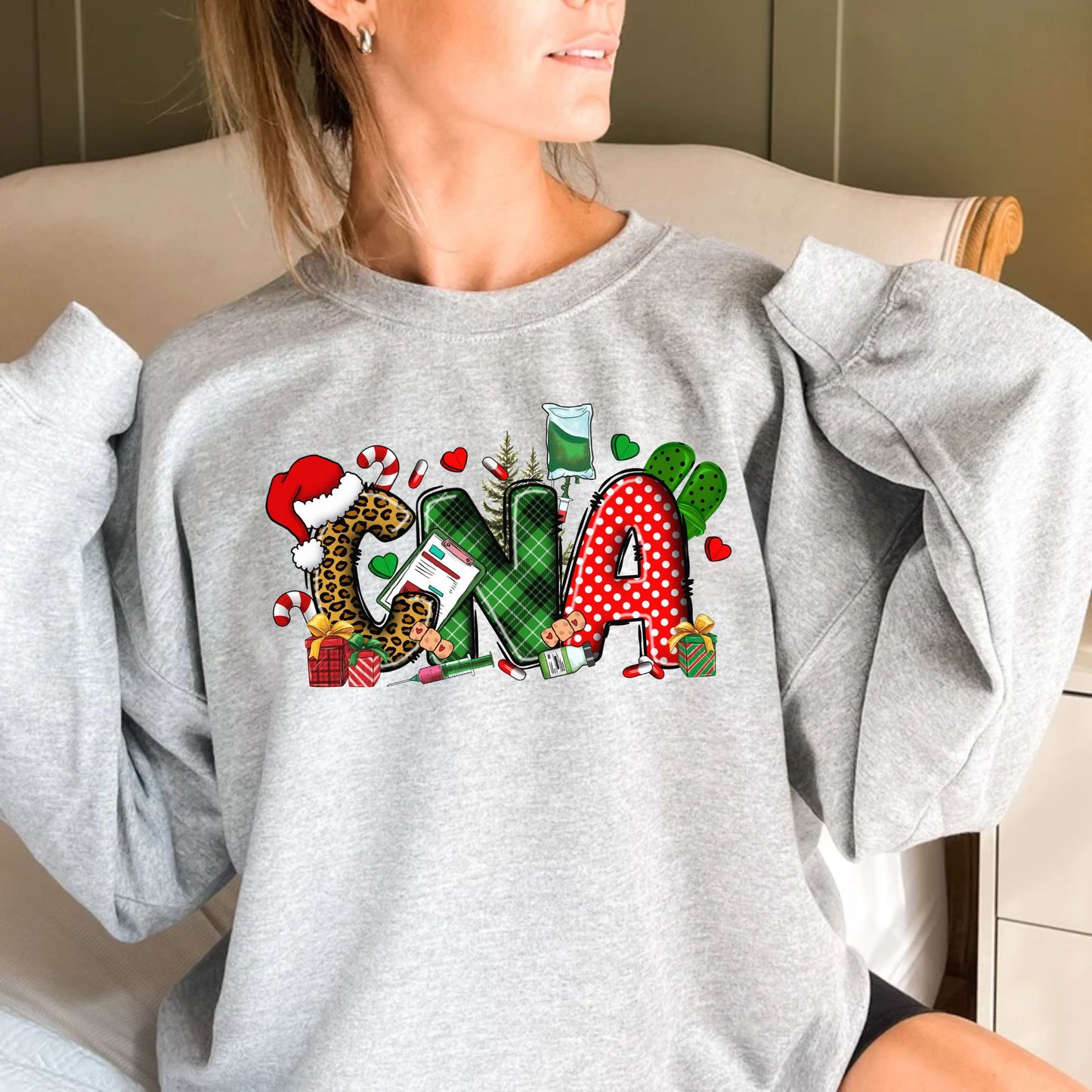 CNA Nurse Christmas Sweatshirt Gift For Nurse