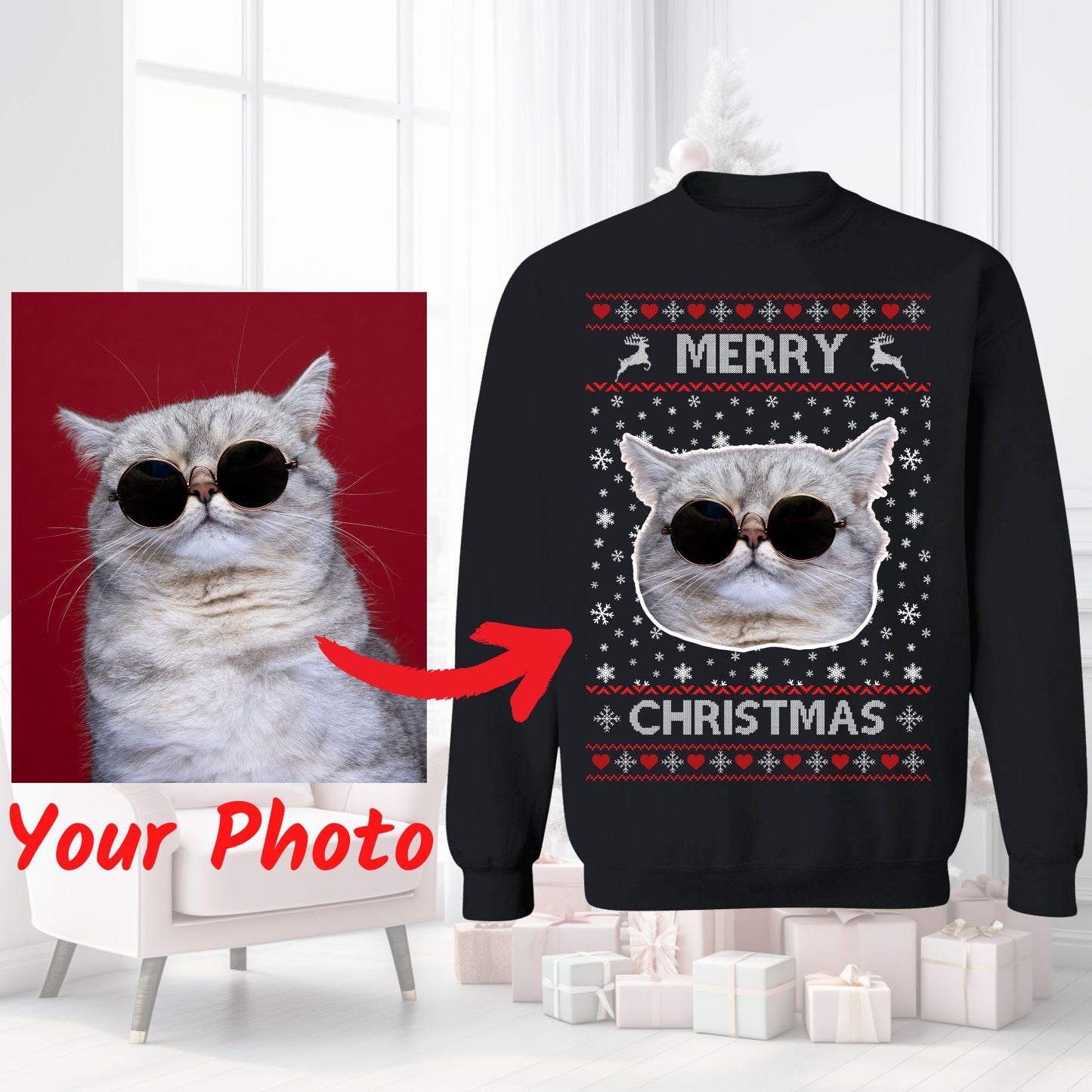 Custom Cat Christmas Sweater