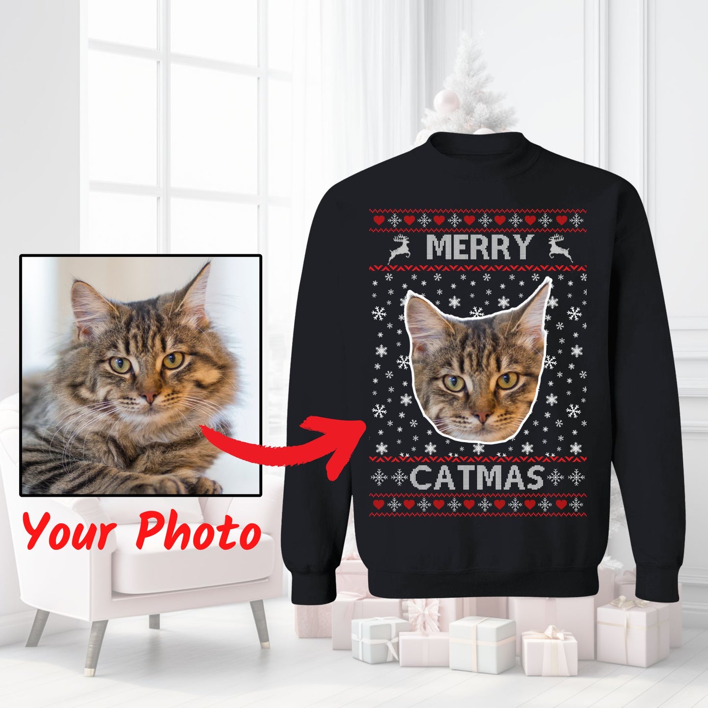 Custom Ugly Christmas Sweater For Cat Lovers