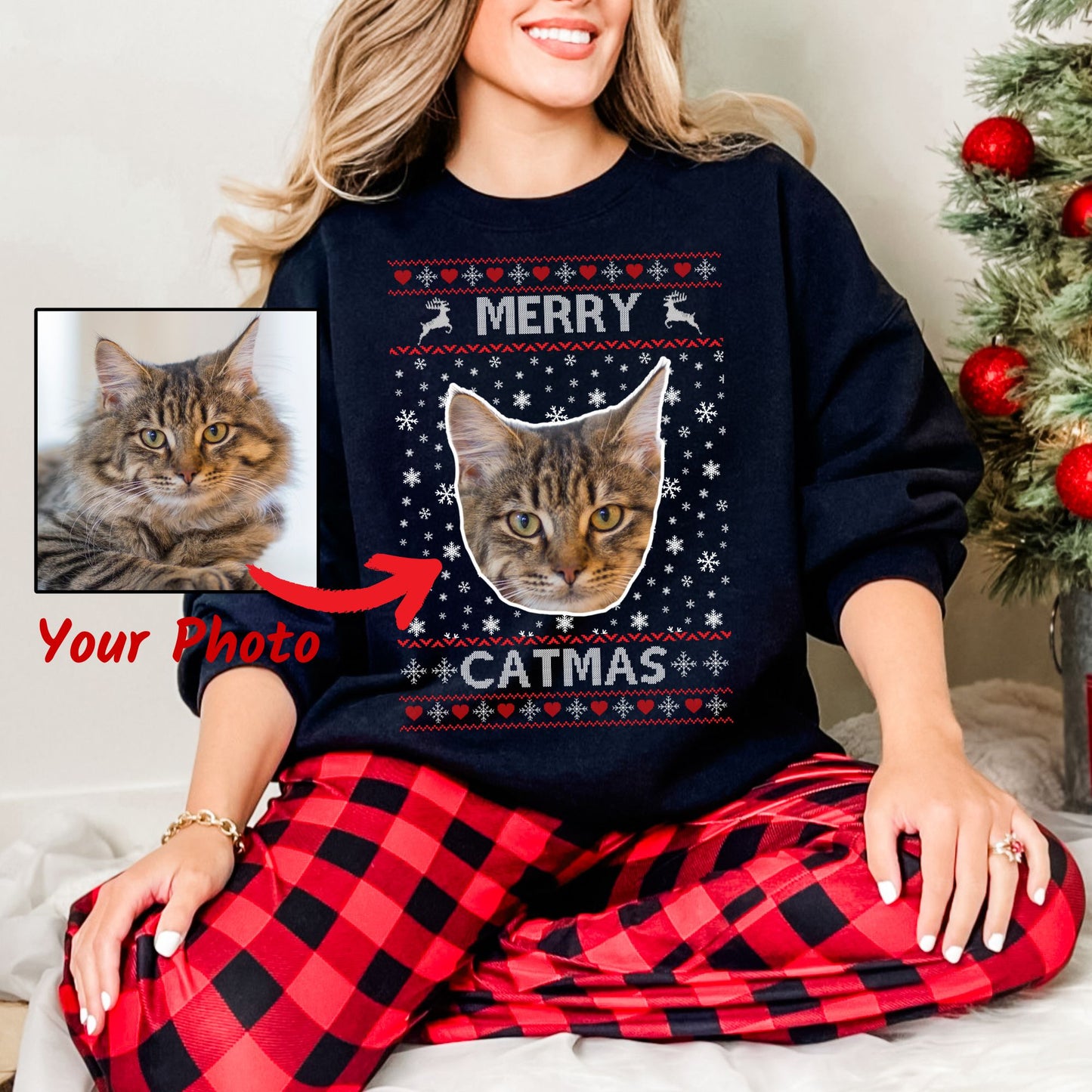 Custom Ugly Christmas Sweater For Cat Lovers