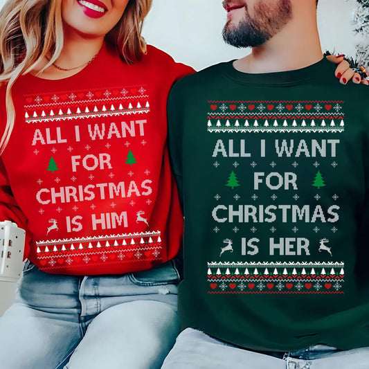 Matching Christmas Couple Sweatshirt