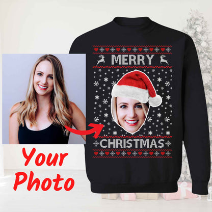 Custom Photo Ugly Christmas Sweater, Personalized Christmas Sweatshirt