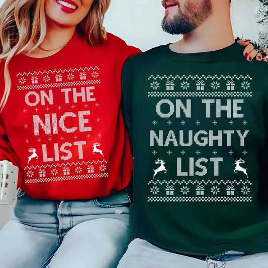 Matching Christmas Couple Sweatshirt - List