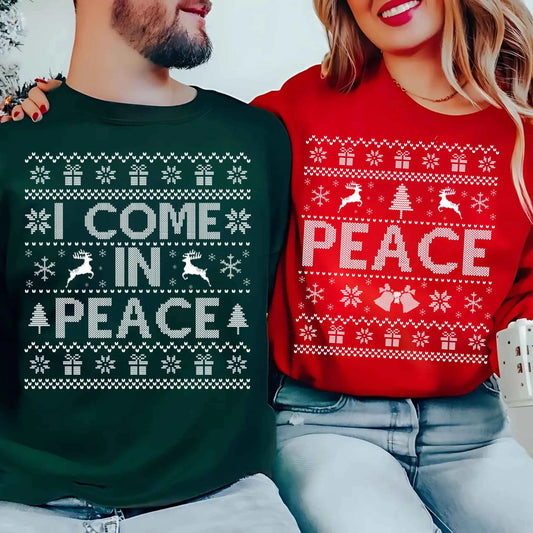 Matching Christmas Couple Sweatshirt - Peace
