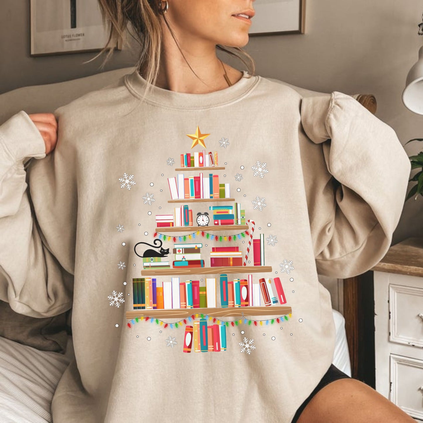 Book Christmas Tree Sweatshirt Bookworm Christmas Gift