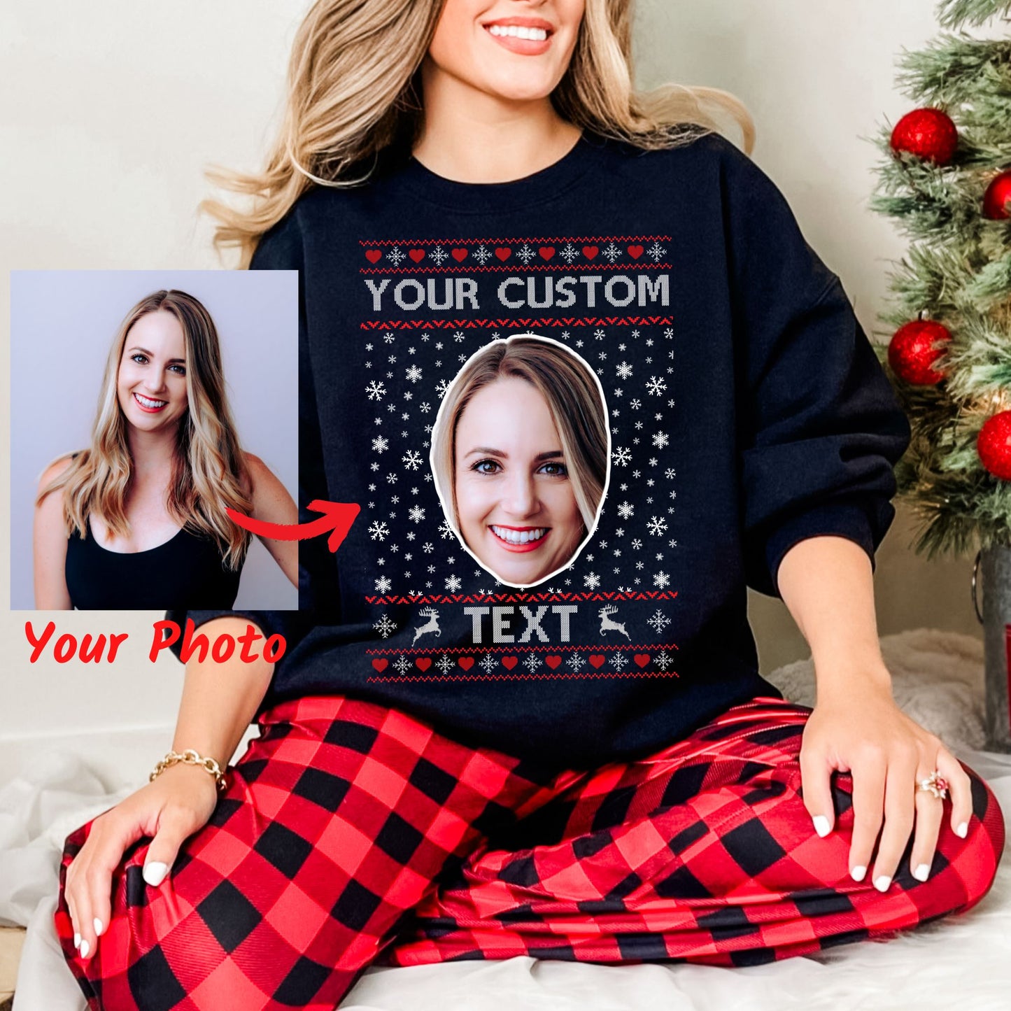 Custom Photo Ugly Christmas Sweater Personalized Sweatshirt